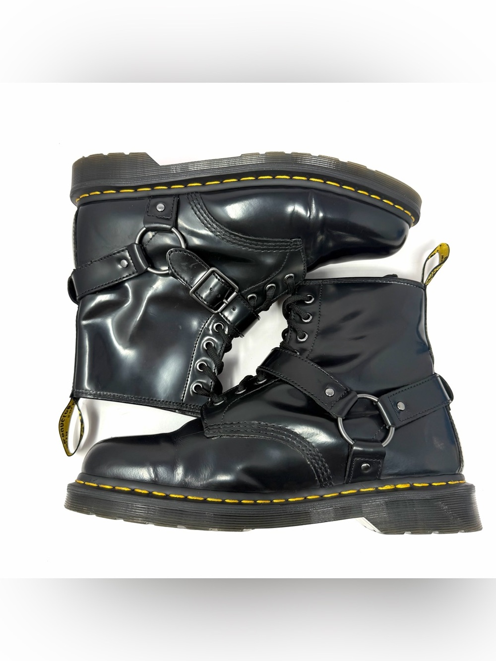 Dr Doc Martens Men’s 1460 Harness Combat Boots Sz 11 Black Polished Leather EUC - Picture 4 of 10